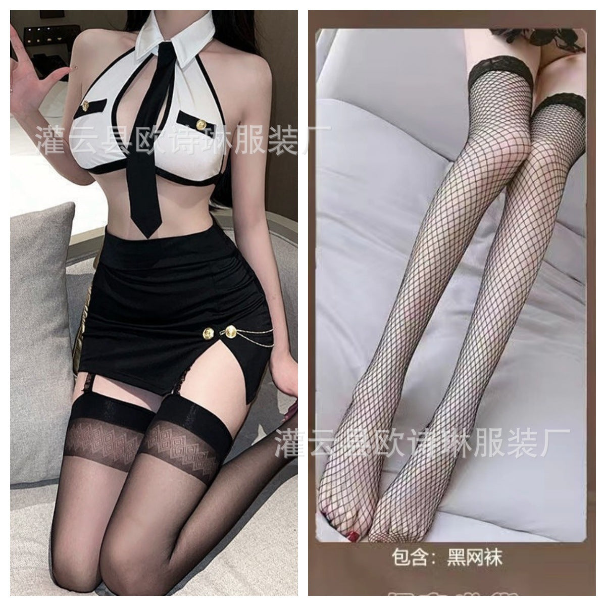 Image of 5034 Sexual Affection Lingerie Small Breasted Robes Passion Midnight Glamour Flirting Hot Bed Pajamas Perverted